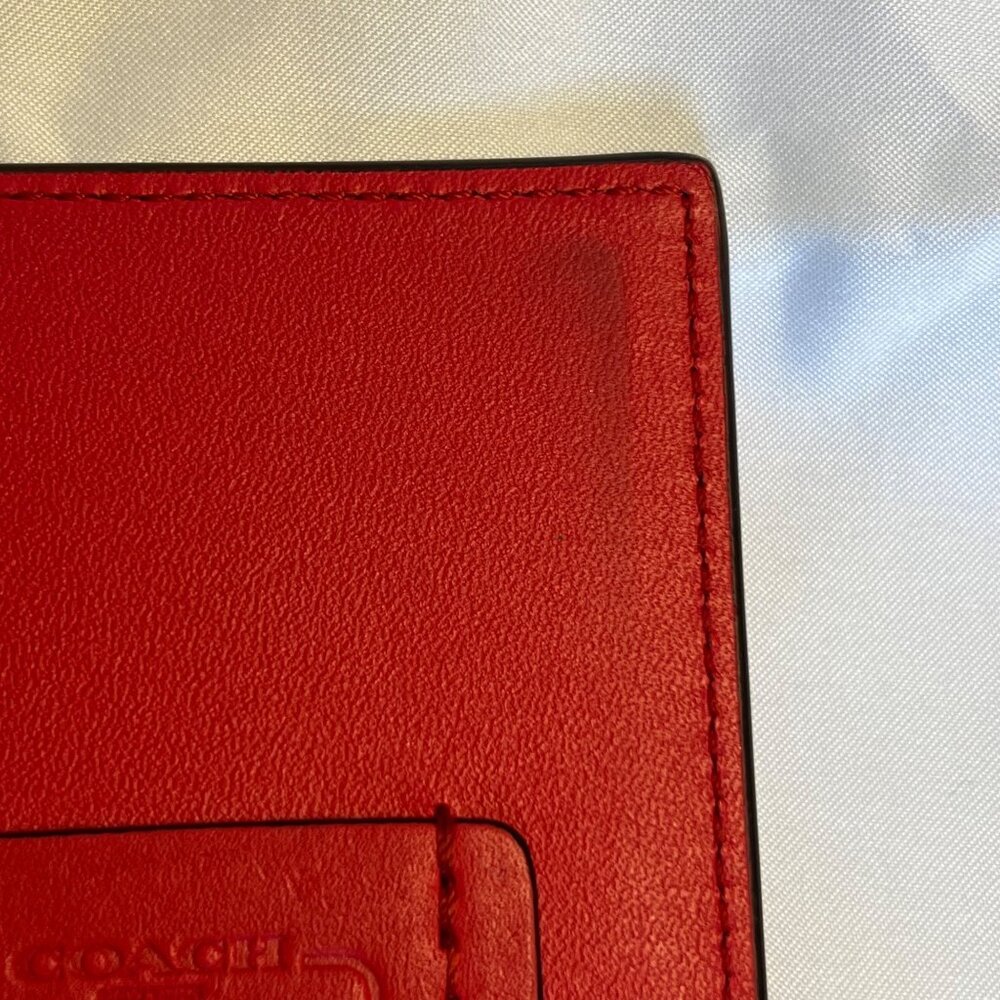 Coach Red Leather Passport Case with Triceratops - Picture 10 of 11